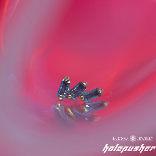 BUDDHA Staxx - London Blue Topaz - Threadless End  Yellow Gold