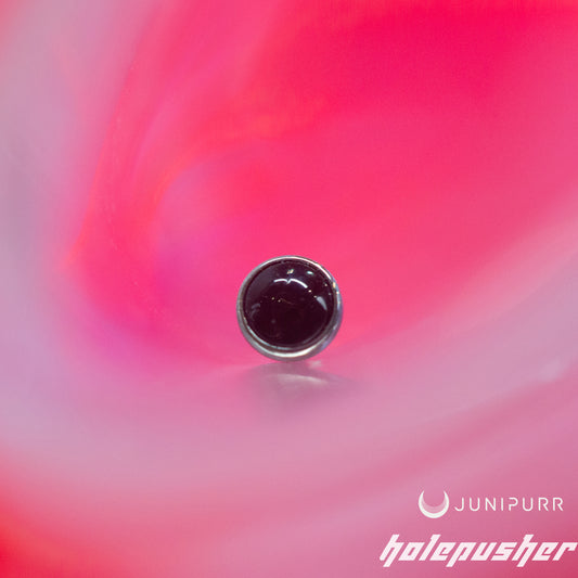 JUNIPURR Threadless Bezel-Set Cabochon Black Onyx / 3mm